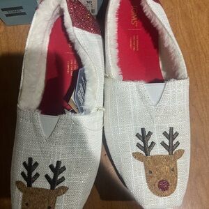 TOMS  Reindeer White Slip-On Shoes